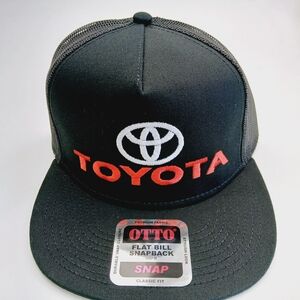 Black Otto Flat Bill Toyota Direct Embroidered Mesh Snapback Hat Cap